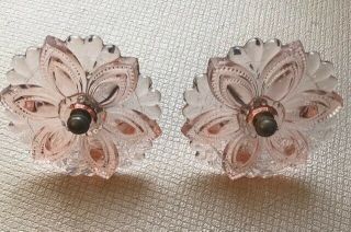 Set Of 2 Vintage Light Pink Depression Glass Flower Curtain Tie Backs