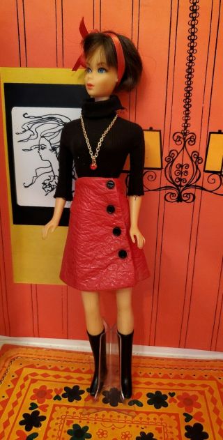 Vtg Hong Kong Barbie Clone Fab - Lu Maddie Mod Red " Leather " Mini Skirt & Vest