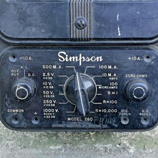 SIMPSON Model 260 METER Tube Tester Volt Ohm Multimeter Analog Vintage 2