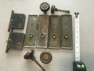 Antique Vintage Door Hardware Mortise Lock Set - Steel Lock And Knobs