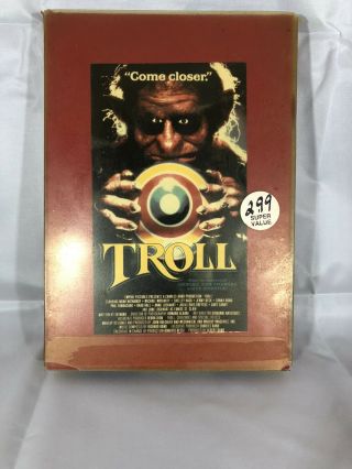 Troll Vhs Rare Oop Horror Cut Box Vintage 1986 Home Movie Video Tape Blockbuster