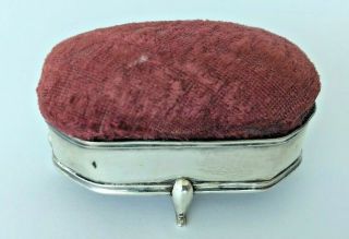 Vintage/antique Sterling Silver Royal Red Pin Cushion Sewing