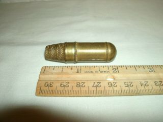 Thimble,  Thread,  Needle Holder,  Japan,  Brass,  Old,  Vintage,  Rare,  Sewing,  Bullet Shaped