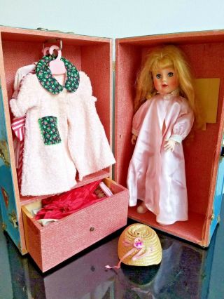 Rare Vintage Madame Alexander Madelaine Doll,  17”,  Trunk,  Clothes & Accessories