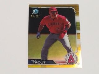 Mike Trout 2019 Bowman Chrome Gold Refractor /50 Rare Angels Non Auto Hot Nm Mvp