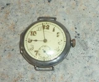 Rare Ww1 Solid Silver Cased Officers Trench Wrist Watch With Inner Cover