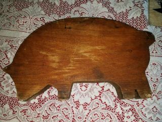 Antique /vintage Oak Pig Cutting Cheese Board 18 " X 10 " X2 " Thick.