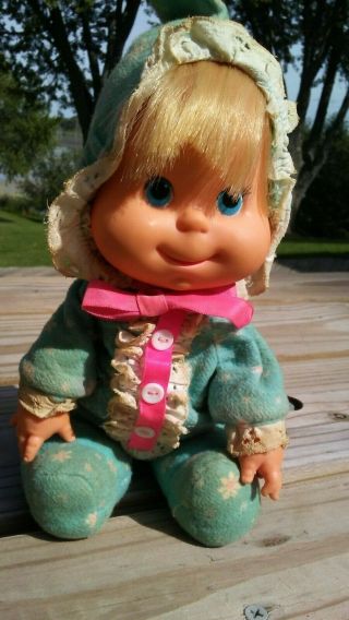 Vintage 1970 Mattel Baby Bean Flowered Pajamas 11in Doll