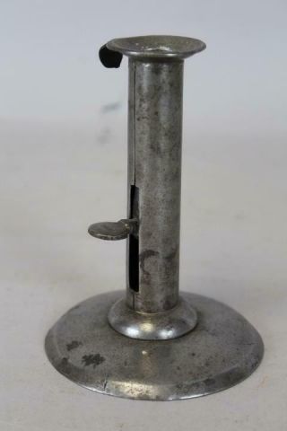 Rare Signed " Bill " 19th C Iron Hogscraper Candlestick In An Old Polished Patina