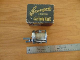 Vintage Heavily Engraved Bronson “mercury”2550 Fishing/casting Reel W/box