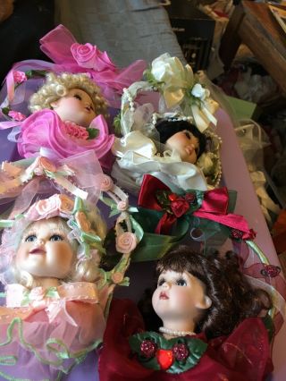Victorian Porcelain Doll Heads 4 Collectors Vintage Ornaments