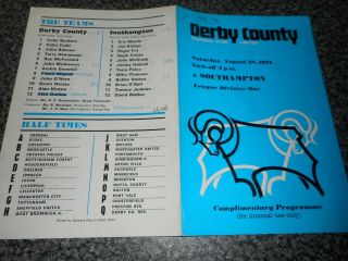 Derby County V Southampton 1971/2 Aug 28 Champions Rare Directors Issue