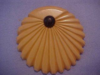 Vintage Carved Butterscotch Bakelite Fan Pin Brooch Stunning Rare 3 " Asian Style