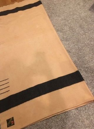 Vintage Rare Trapper Point Blanket Made In England Wool 4 Point Beige And Black