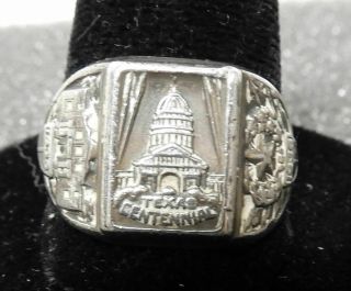 Rare 1936 Texas Centennial Sterling Silver Ring Est Size 8 - 8 1/2