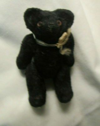 Vintage Black Teddy Bear Rare 3 " Miniature Small Toy Antique Silk Plush Adorable