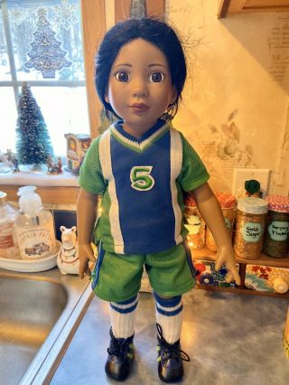 Magic Attic Club Rose Doll Wearing Soccer Outfit