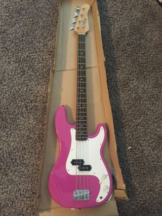 Rare Kay Vintage 1980 series 4 String Electric Bass Guitar,  Punk Rock Pink 3