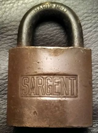 Old Vintage Antique Collectible Brass Sargent Padlock Lock No Key Made In Usa