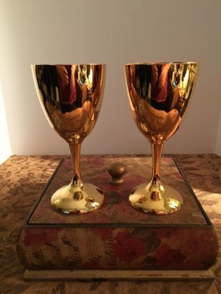 International Silver Company Gold Plated Wine Goblets.