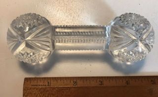 Vintage Cut Crystal Glass Knife Spoon Rest Barbell Design Star Cut Zipper Edge