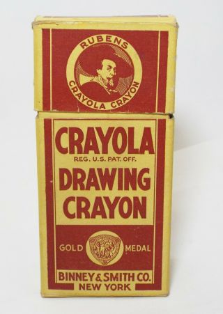 Antique C1920s Rubens Crayola Crayon 24 Pk Box W/ Crayons Binney & Smith Co.