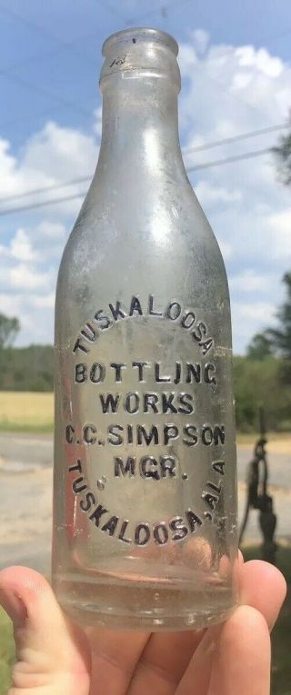 Rare Clear Cc Simpson Tuskaloosa Bottling Bottle Alabama Ala Early