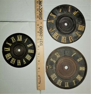 3 Large Antique Cuckoo Clock Dials Parts