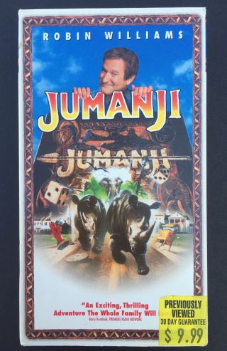 BLOCKBUSTER Rental Jumanji (Robin Williams) Slip Sleeve VHS Tape Rare Vintage 2