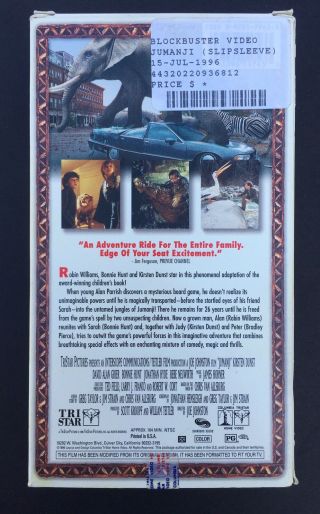 BLOCKBUSTER Rental Jumanji (Robin Williams) Slip Sleeve VHS Tape Rare Vintage 3