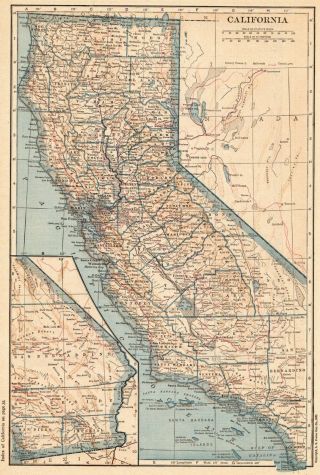 1921 Antique California Map Vintage State Map Of California Gallery Wall 7046