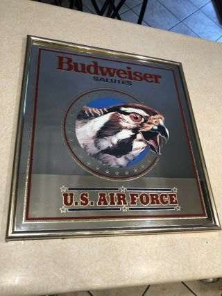 Budweiser Salute United States Air Force Mirror Picture 23x21 Rare Bar Mancave