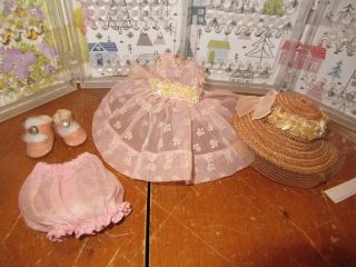 Vintage Vogue Ginny 8 " Doll Early 50s Outfit - Hat Snap Shoes Bloomers - Medford Tag