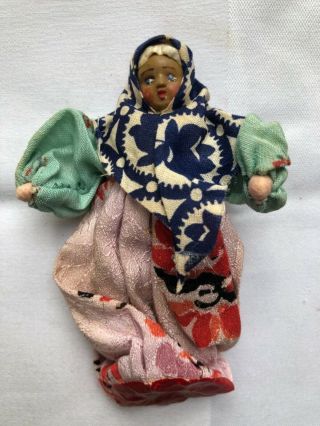 Antique Vintage Russian Cloth Doll Christmas Ornament Hand Made