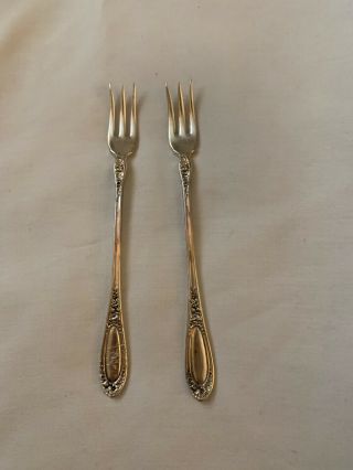 Antique Cocktail Forks (2) 1835 R.  WALLACE pat.  feb.  29.  1908 AI 2