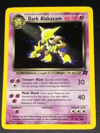 Dark Alakazam - 1/82 Team Rocket Set Holo Foil Rare Pokemon Card Wotc Nm