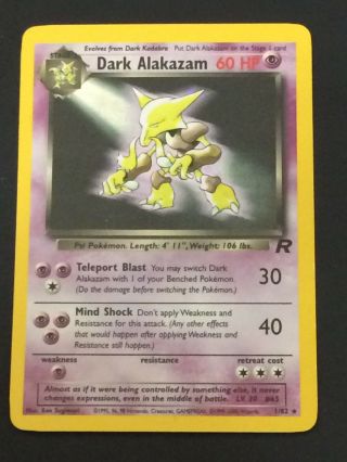 Dark Alakazam - 1/82 Team Rocket Set Holo Foil Rare Pokemon Card WotC NM 2