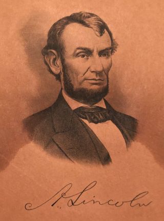 Antique Abraham Lincoln Photo Print On Paper President Of The United States Hof