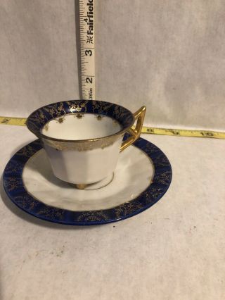 Vintage Chikaramachi Tea Cup & Saucer Cobalt Blue,  Gold,  White Colored