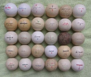 30 Antique Vintage Interesting Golf Balls Signature Logo Floaters And More