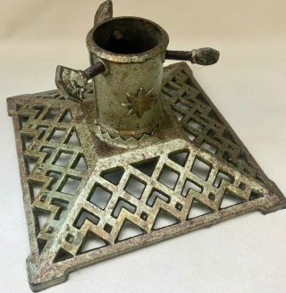 Vintage French Art Deco 1930s Green Cast Iron Christmas Tree Stand For Real Tree