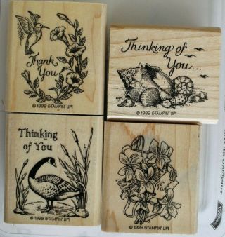 Rare Vintage Stampin Up Thinking Of You Stamp Set 1999 Shells Goose Flowers
