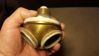 Antique Triple Light Bulb Socket Porcelain And Brass Lamp Restoration Project Pc