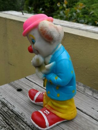 VTG RARE MEXICAN RUBBER SQUEAKY TOY HAPPY CLOWN WITH DOVE SQUEAK MEXICO 3