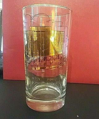 Rare Vintage Minnesota Northern States Power Co Glass Tumbler W Gold Building