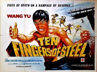 Bargain Rare Ten Fingers Of Steel 1973 Uk Quad Film Poster Starring Wang Yu