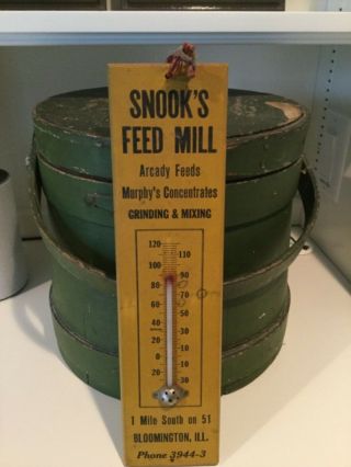 Antique Advertising Thermometer Snook’s Feed Mill Bloomington,  Illinois
