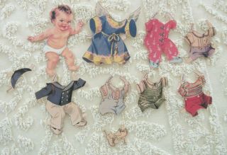 Four Vintage Angel Baby Paper Dolls Jamie,  Terry,  Janie,  Buddie W/ Clothes