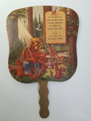 Rare Smokey The Bear Church Hand Fan Virginia Division Of Forestry Prevent Fires
