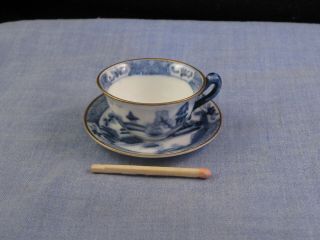 Antique Miniature Crown Willow China Cup Saucer Blue White Chinese Dolls House